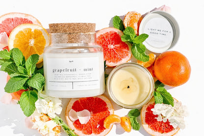 grapefruit + mint 22 oz glass candle