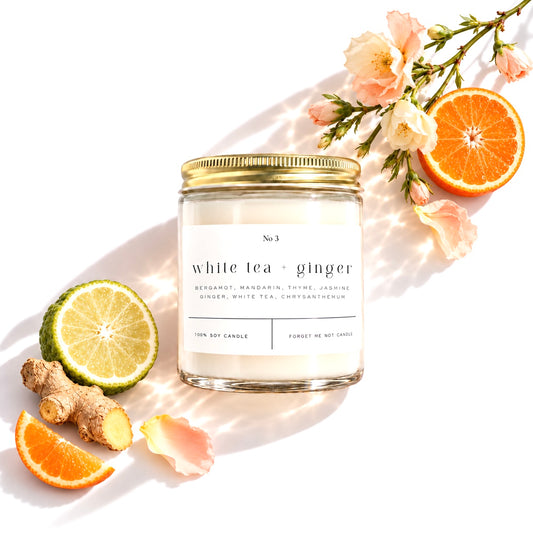 White Tea + Ginger 9 oz Glass Candle