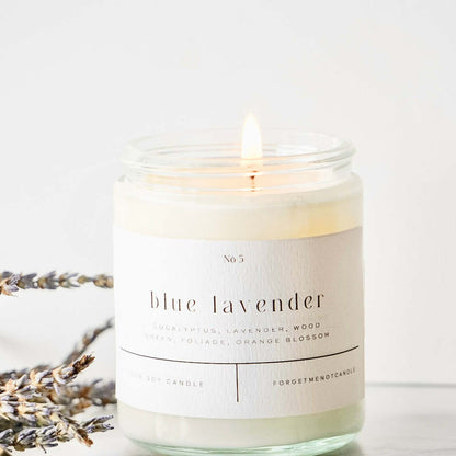 Blue Lavender 9 oz Glass Candle